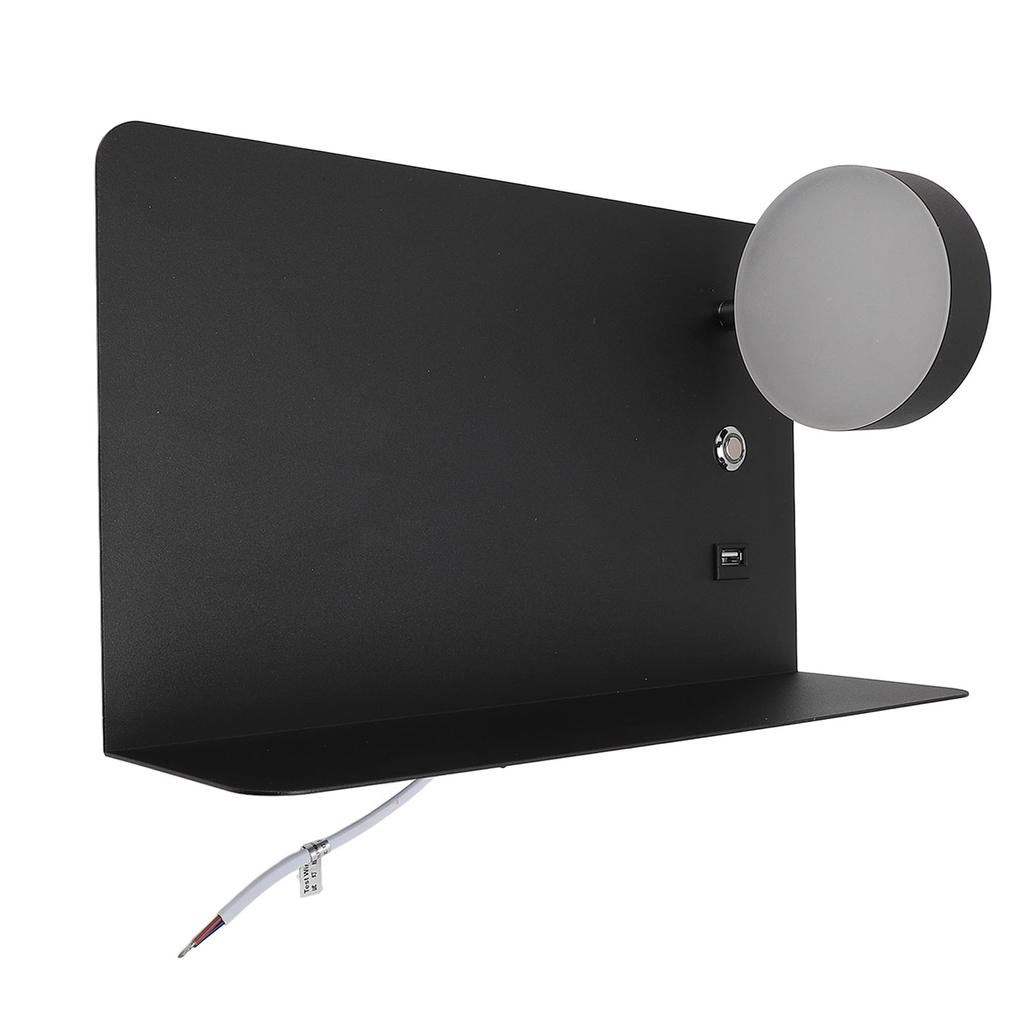 Wall Sconce with USB Charging Port and Shelf Iron Rotatable Stepless Dimmable LED Wall Lamp Bedside 