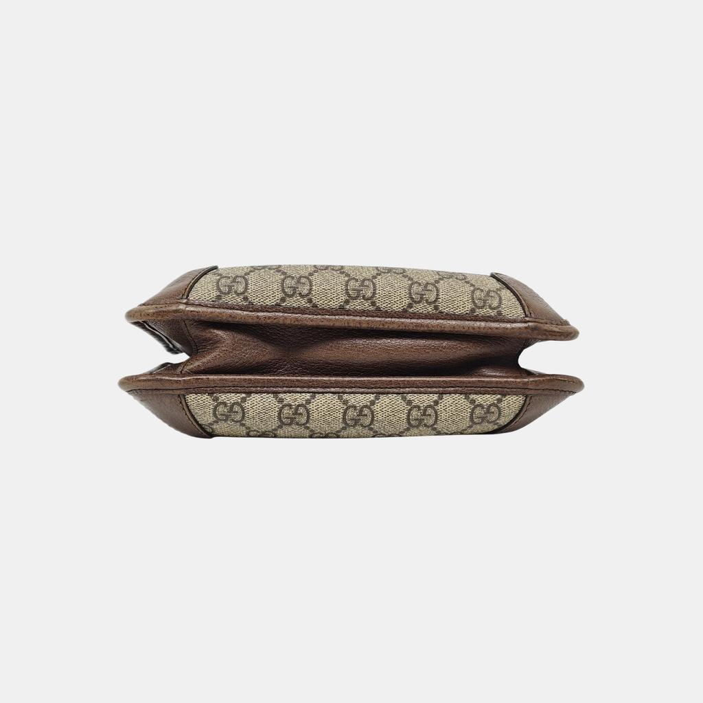 [Pre-Owned] GG Supreme Reversible Tiger Head Magnetic Closure Shoulder Canvas And Leather Trim Crossbody Bag Small - Fair #1ALHDUX
