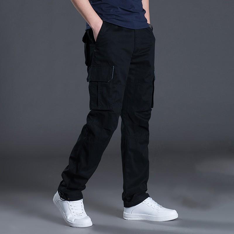 Men's Spring and Autumn Multi-Pocket Outdoor Sports Loose Workwear Pants Solid Color Casual Long Pants