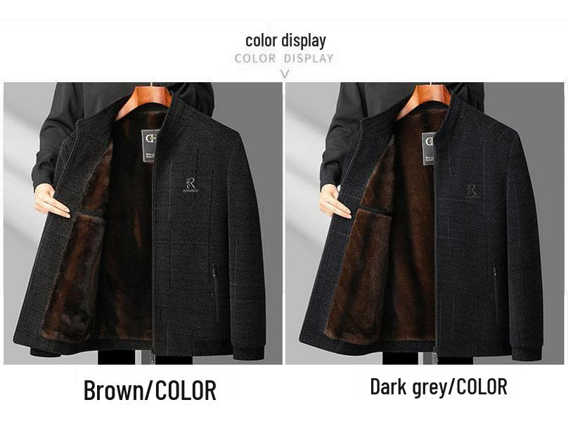 Dad's Fleece-Lined Winter Coat for Middle-Aged & Elderly Men - Warm Cotton Jacket for Autumn & Winter
