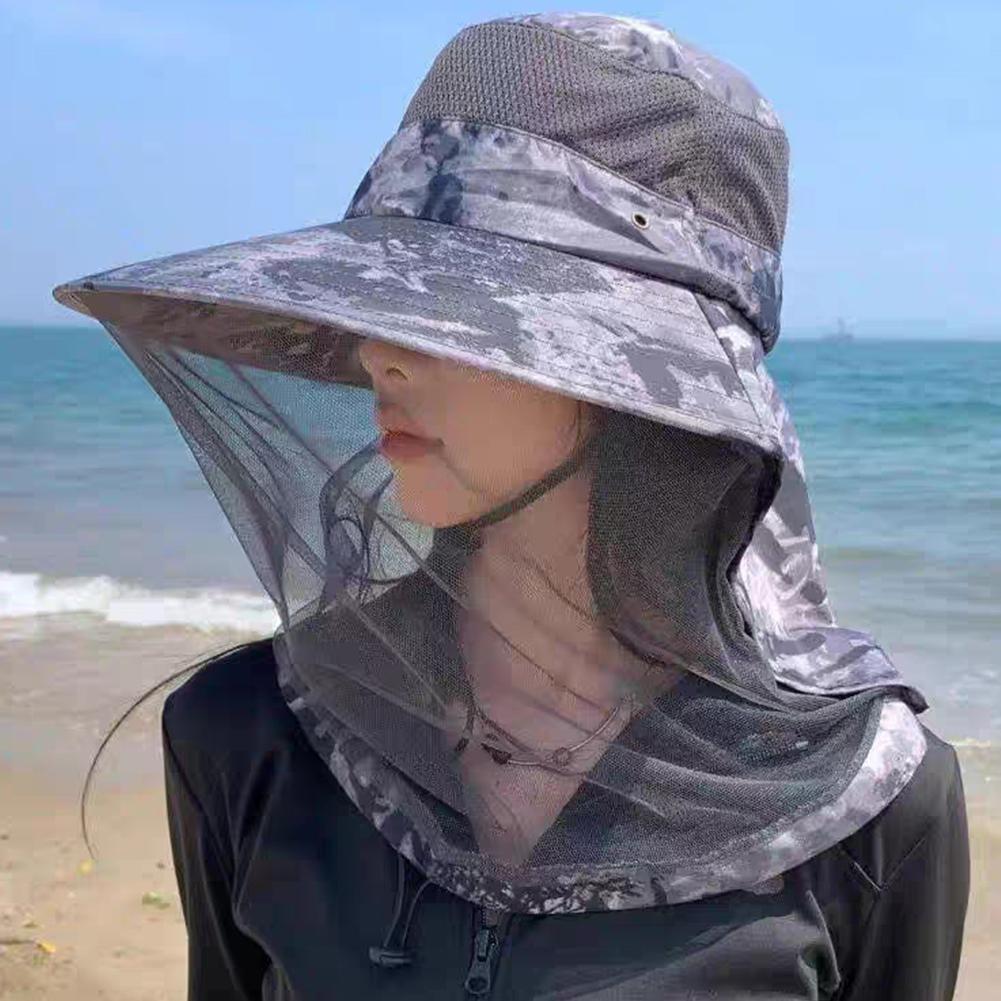 Men's Sun Protection Fishing Hat Outdoor Head Face Mask Hat Net Cover Anti-mosquito Cover Mosquito Net Cap Travel Breathable