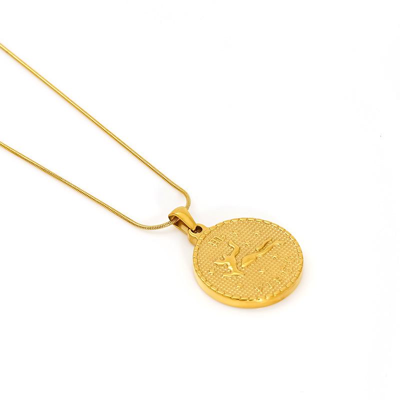 2026 Retro Round Brand Constellation Pendant Plated 18K Twelve Constellation Necklace Women's High Sense Does Not Fade