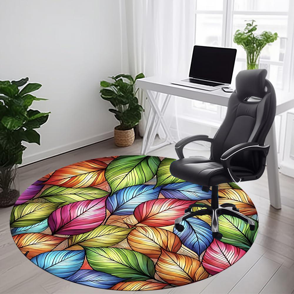 1pc Autumn Leaves Office Round Area Rug, Indoor Mat Suitable ForOffice, Under Office Chairs Bedroom Living Room Home Decor, Room Decot114
