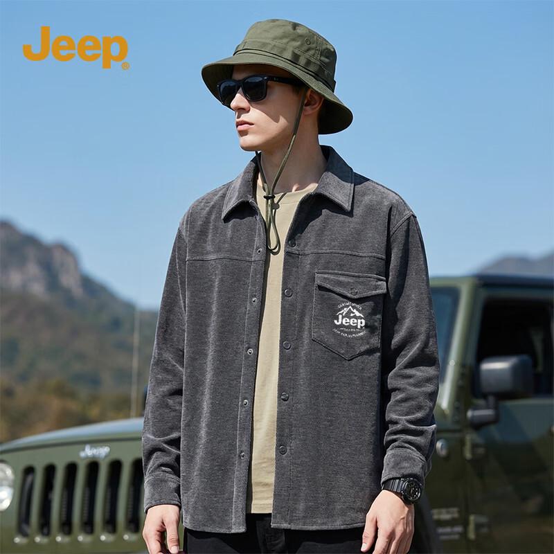 JEEP Men s Vintage Casual Loose Fit Long Sleeve Shirt M