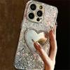 Luxury Bling Glitter Plating 3D Love Heart Mirror Sequins Case For iPhone 17 Air 16 14 15   11 Pro Max Lens Protection Cover