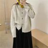 Sweet Soft Waxy Knitted Cardigan Top Women's Autumn and Winter New Color Buckle Loose Gentle Wind Sweater Jacket