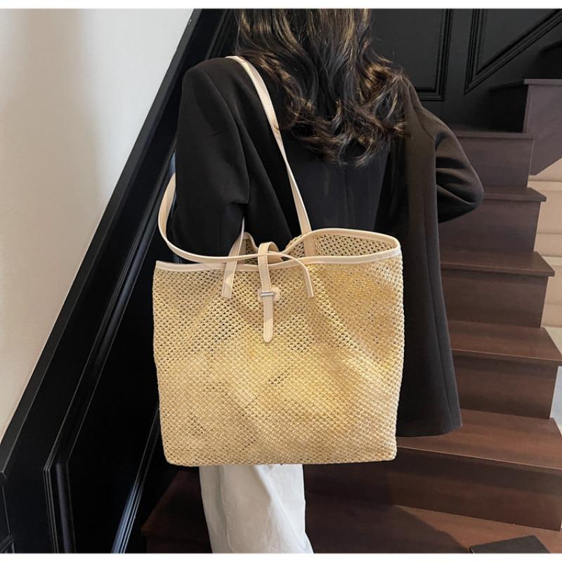 Straw Large-capacity Mother and Child Bag Spring New Woven Bag Vacation Shoulder Tote Bag