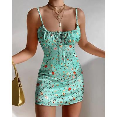 Women's Halter Printed Sexy Slim Short Dresses