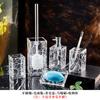 Transparent Plastic Bathroom 5-piece Set Home Square Toiletries Mouth Cup Toothbrush Holder Lotion Bottle Soap Dish Toilet Brush