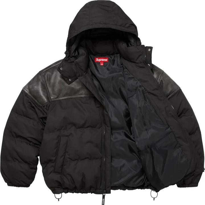 Supreme Leather Yoke Puffer Jacket Black