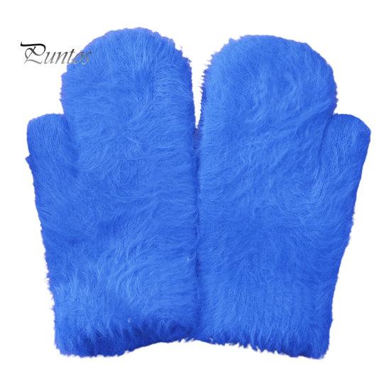 Women Mittens 1 Pair Adults Thickened Stretchy Soft Fuzzy Cozy Cold Ladies Resistant Solid Color Windproof Winter Gloves for Outdoor