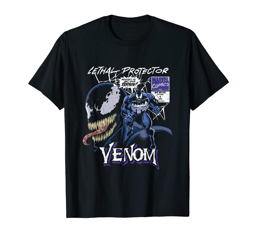 Marvel Venom Comic Lethal Protector Black Distressed T-Shirt
