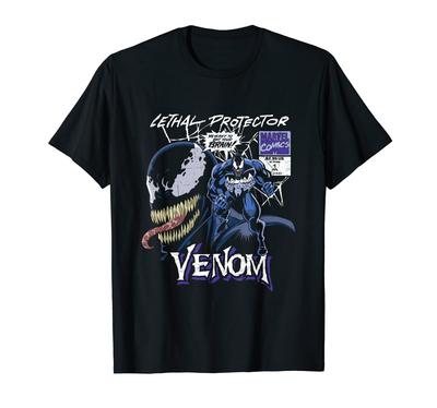 Marvel Venom Comic Lethal Protector Black Distressed T-Shirt