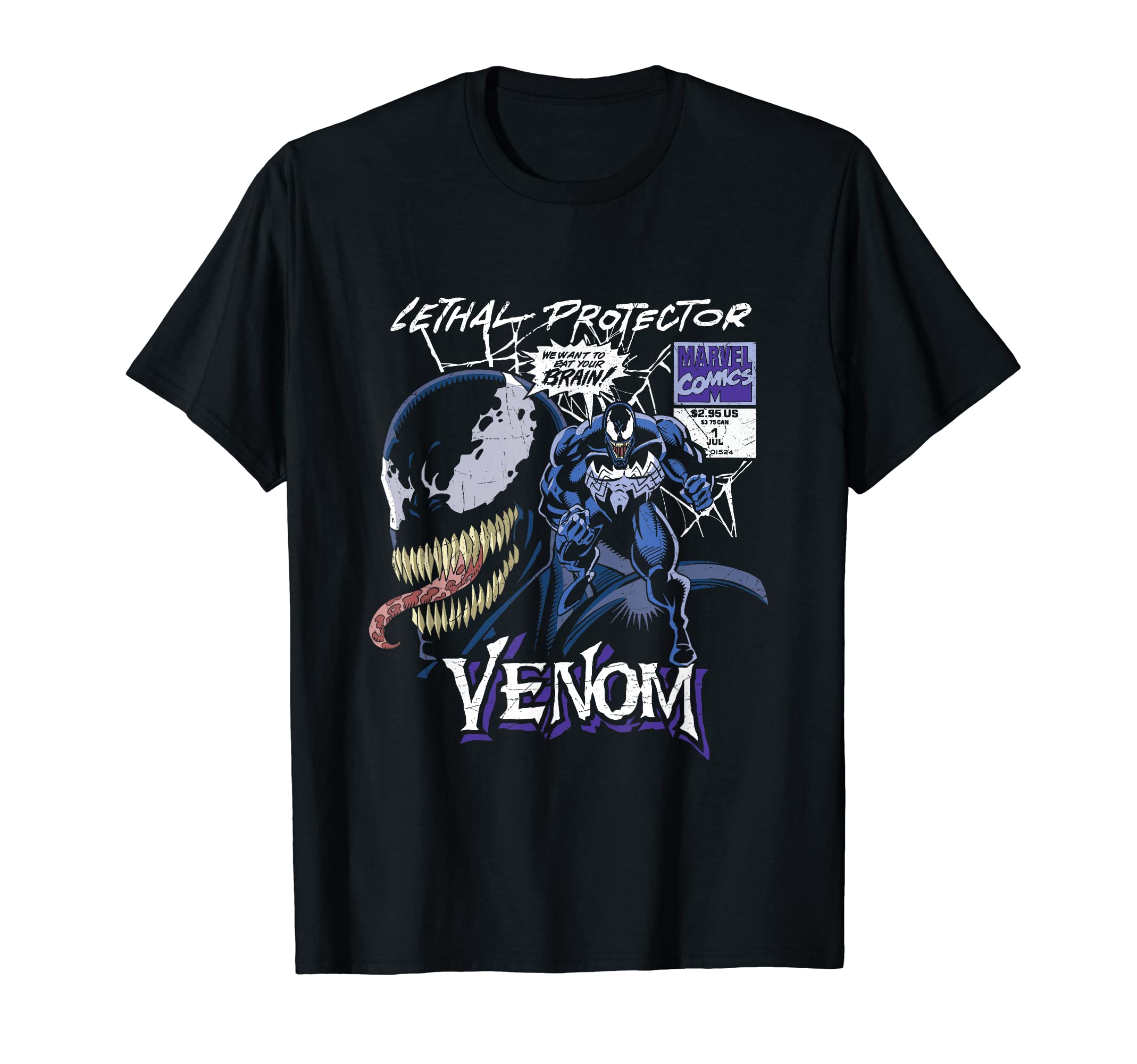 

Marvel Venom Comic Lethal Protector Black Distressed T-Shirt