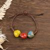 Ethnic Floral Glaze Ceramic Beaded Bracelet - Retro Artistic Porcelain Design for Women