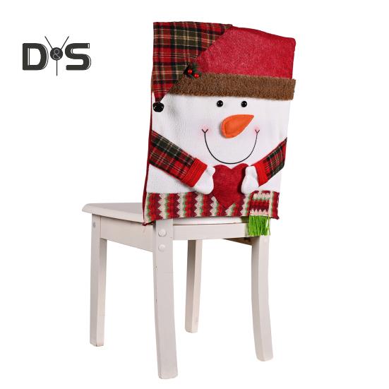 Christmas Chair Cover Cartoon Santa Claus/Snowman/Reindeer Chair Slipcover Holiday Stool Seat Cover for Dining Room Decoration
