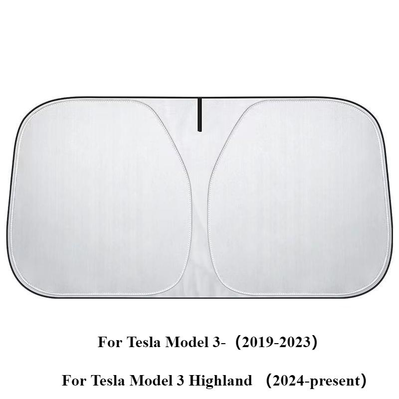Double-layer Front Windshield Sunshade UV Resistant for Tesla Model Y Juniper 2025 Fabric Foldable Front Sunshade Car Accessory