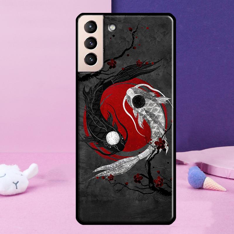 Koi Fish Yin Yang Art Phone Case For Samsung Galaxy S24 Ultra S25 Ultra S9 S10 S20 S21 S22 Plus S23 S24 FE Cover