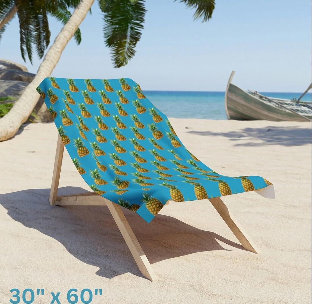 1PC Hala Kahiki Pineapple Beach Towel Soft Absorbent Tiki Style for Summer Pool Vacation Travel Decor