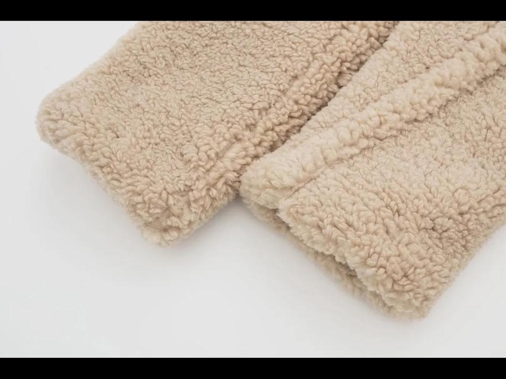 Palton lung din piele de miel, stil european și american, pentru femei, de iarnă, cald, cu două rânduri de nasturi (1255700)