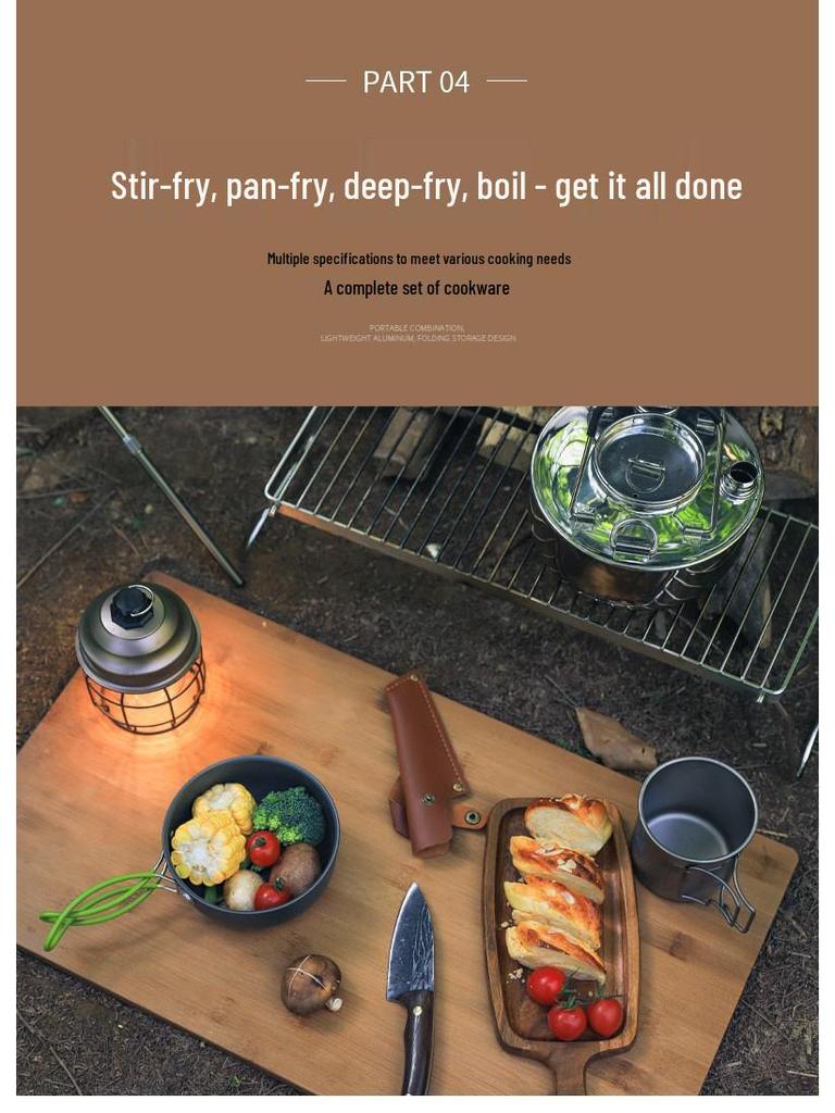 DS-201 Outdoor Multi-Purpose Cookware Set for 2-3 People: Perfect for Camping, BBQs, and Picnics