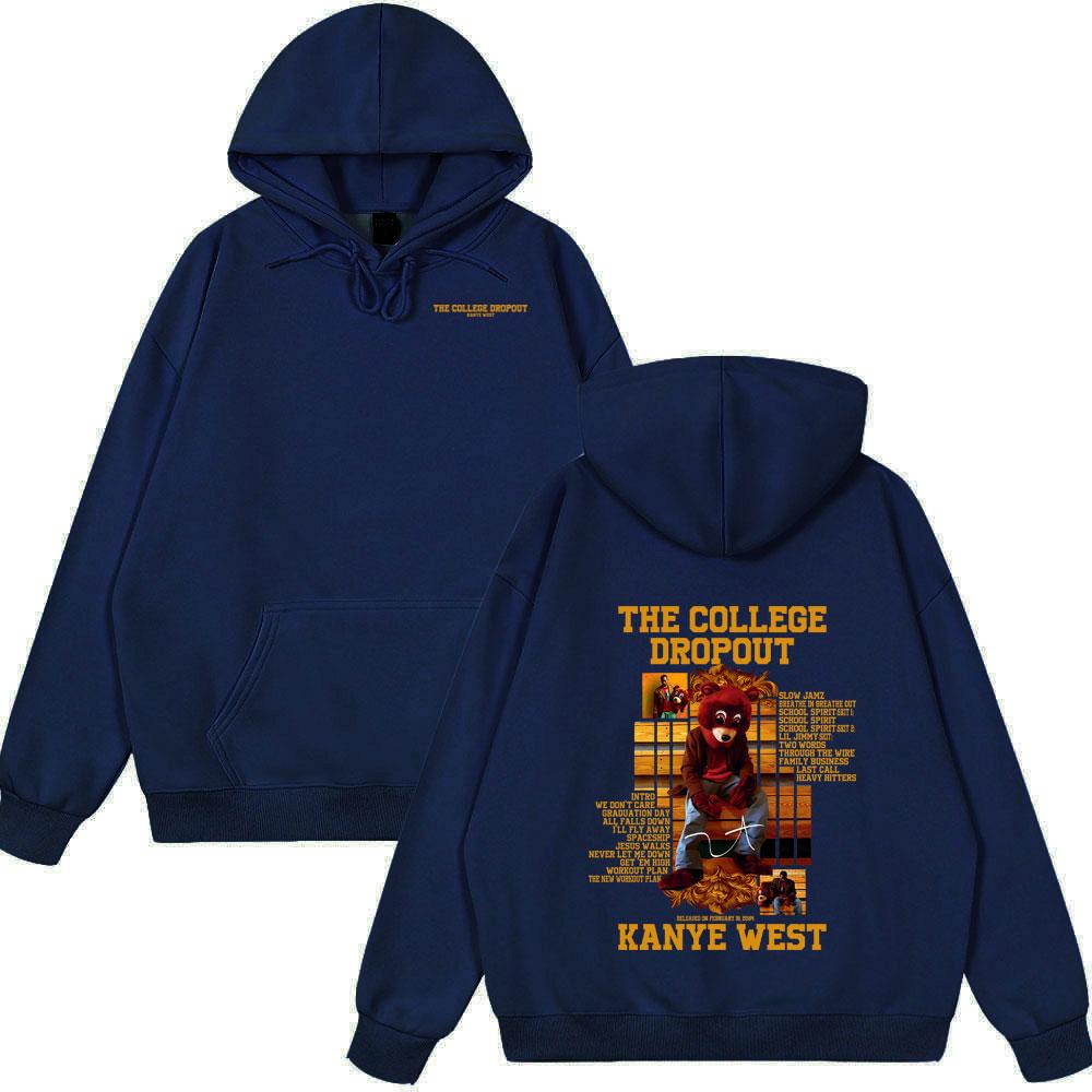 Rapper Kanye West The College Dropout Bear Graphic Hoodies Summer New Style Clothing Hip Hop Oversized Streetwears Spring Wears