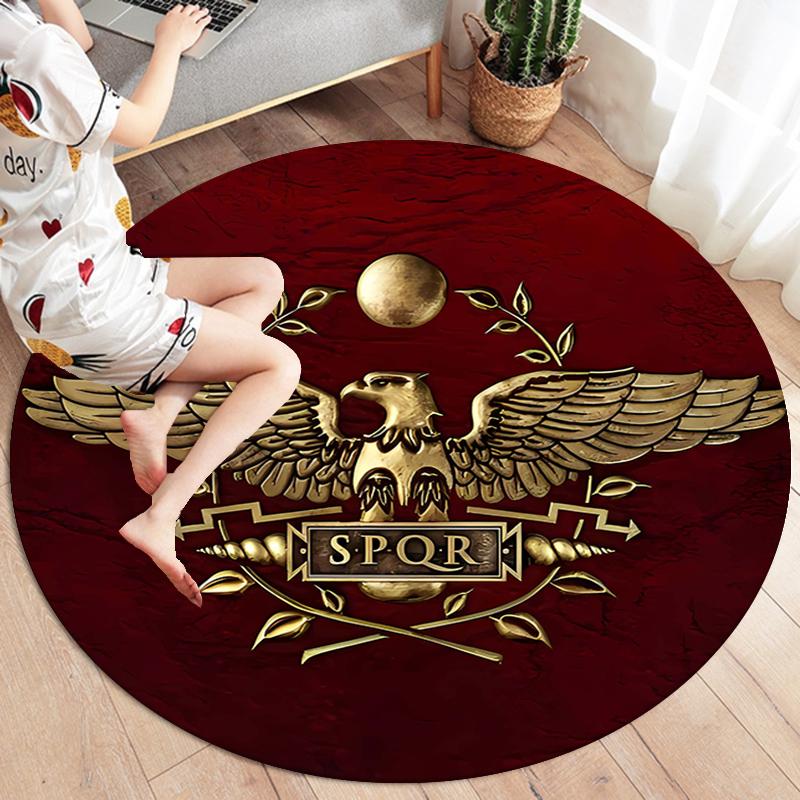 Roman SPQR Round Area Rug,Carpet Rug for Living Room Bedroom Sofa Playroom Decor,Non-slip Floor Mat