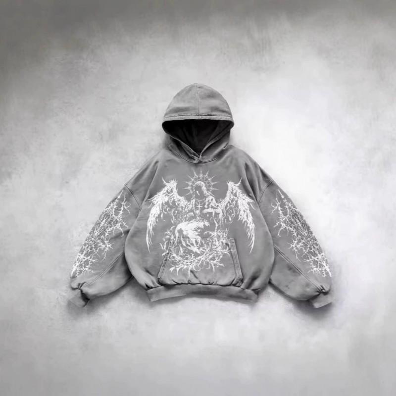 Herren Übergroßes Kapuzensweatshirt Mit 3D-Göttinnen-Print Locker Geschnitten Lässiger Langarm-Pullover