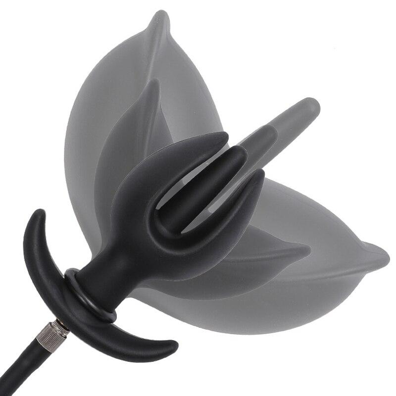 Oppblåsbar analplugg Anal Dilatator Hale Utendørs klær Voksen Sexleketøy Silikon Fisting BDSM Slave Trening