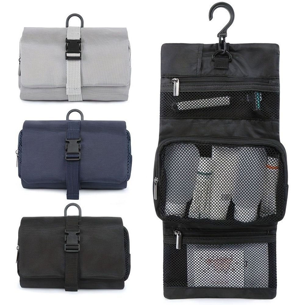 With Hook Foldable Toiletry Bag 3-in-1 Multi-Functional Cosmetic Storage Bag Waterproof Large Capacity Hanging Organizer Bag