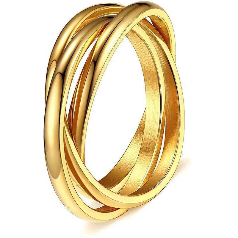 Three Worlds Titanium Steel Couple Ring for Women: Luxurious Modern Style with European and American Influence