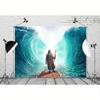 2D Moses & Wunder am Roten Meer Wandteppich, Christliche Bibelgeschichte Wandbehang für Schlafzimmerdekoration
