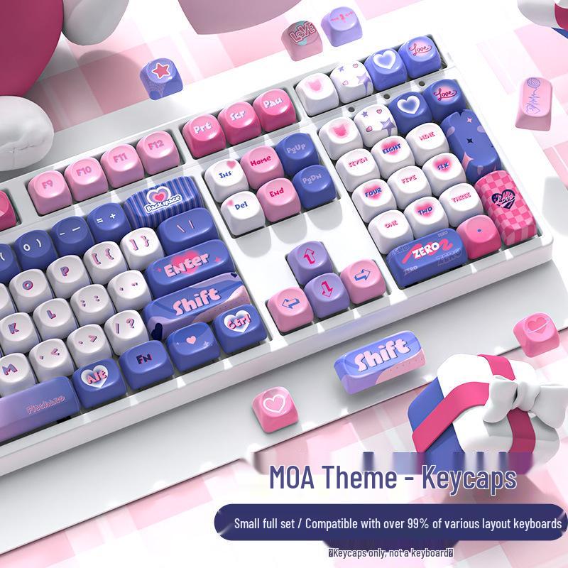 

Original Moa Anime Height Purple Pink PBT Dye-Sublimation Keycaps - Personalized Full Set 38*16*3CM