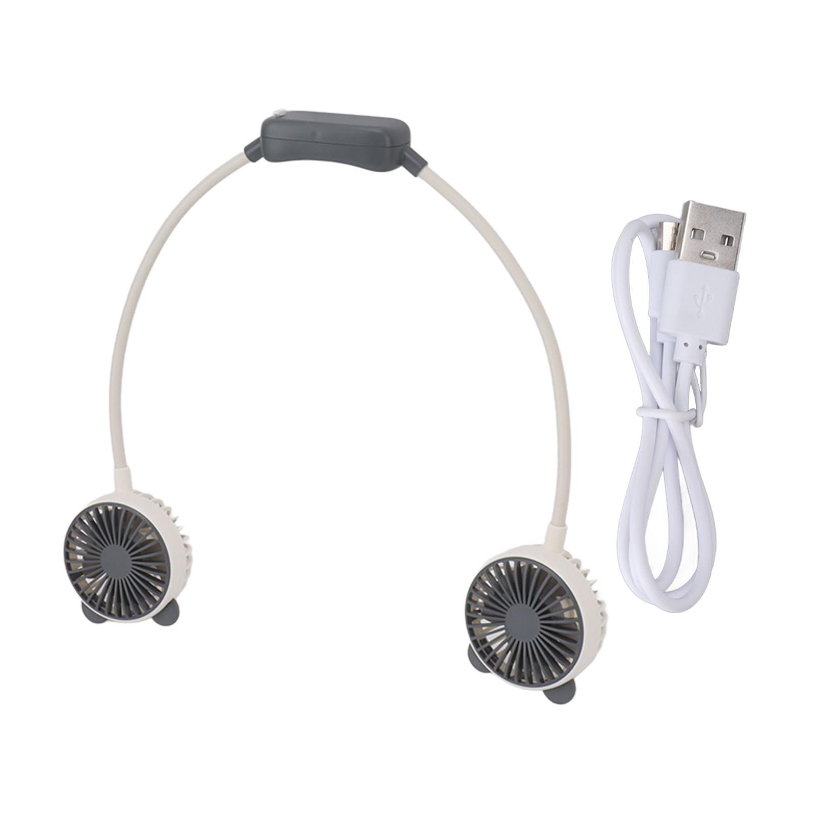 Dual Head Neck Fan Portable Neck Fan Dual Head Bendable Wearable USB Rechargeable Hand  Mini Hanging Fan for Office Travel