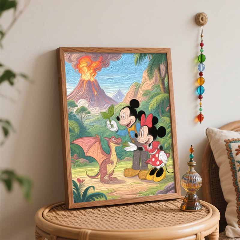 Disney Digital Oil Painting Art Painting Volcano Jungle Dragon Handmade Diy Home Decorations