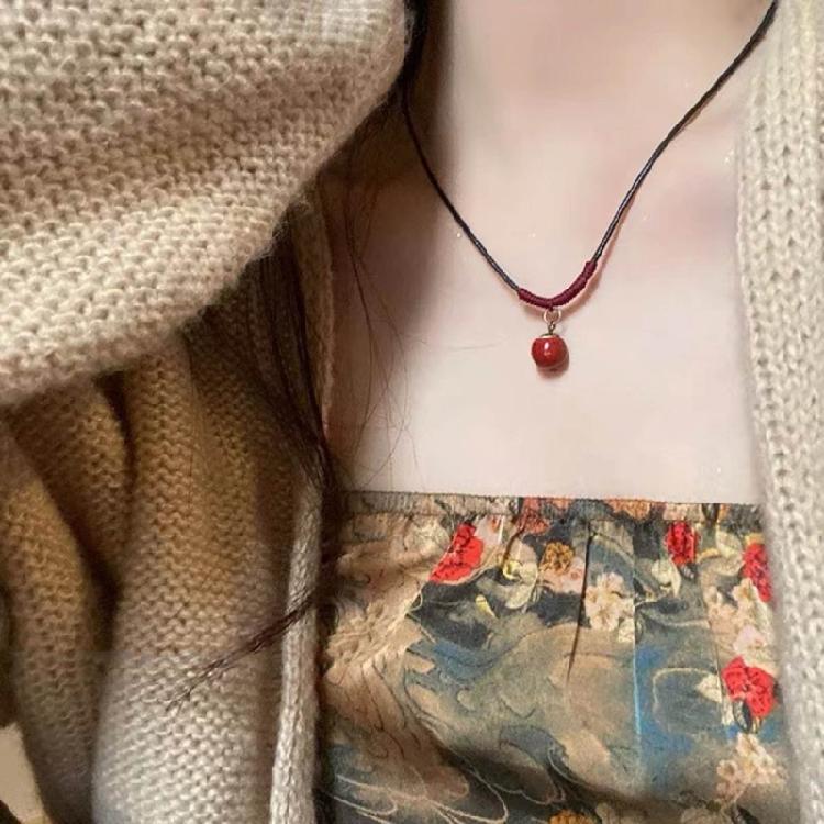 Fashion Ceramics Beads Pendant Necklace Ethnic Long Chain Jewelry Gift for Women