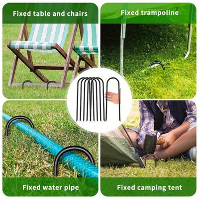 Upgraded Black Heavy-duty U-shaped Ground Nails, Heavy-duty Box Spring Anchor Kit, Suitable For Football Goals