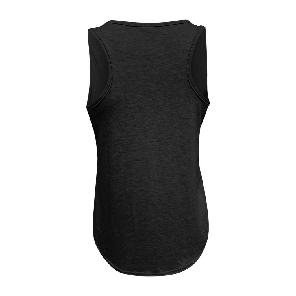 Women's Fashion Color V-neck Button Vest Top Sleeveless Sports Top T-shirt
