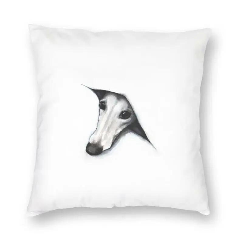 Vibrant Brindle Derp Whippet Pillow Case Decoration 3D Two Side Printing Greyhound Animal Cartoon Cushion Cover for Car