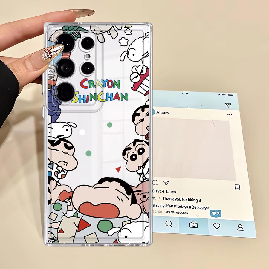 Case for Samsung Galaxy Note 20 Ultra 10 S21 S20 Plus S25 Edge S26 S22 FE S23 Ultra S24 Phone Cover Cartoon Crayons Shinchan