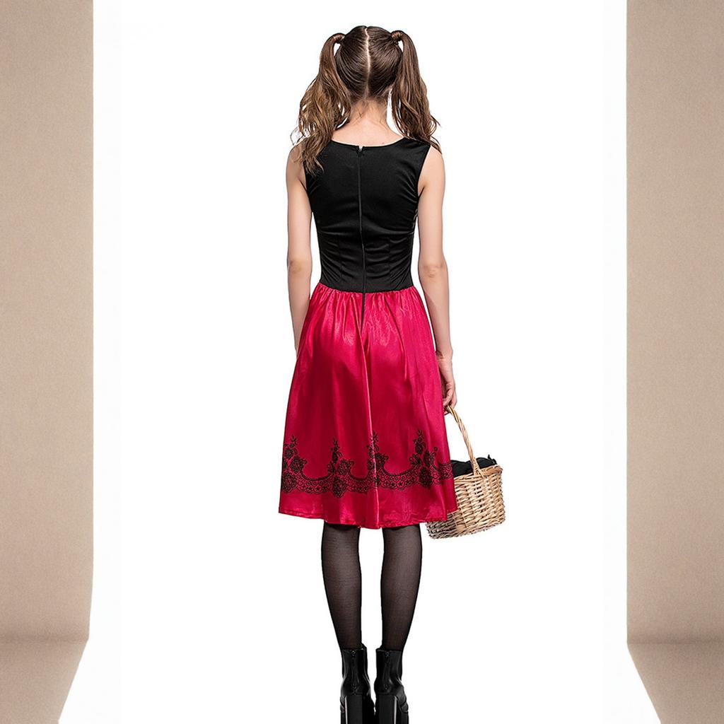 Women's Vintage Dress Solid Color Patchwork Cosplay Sleeveless Dresses