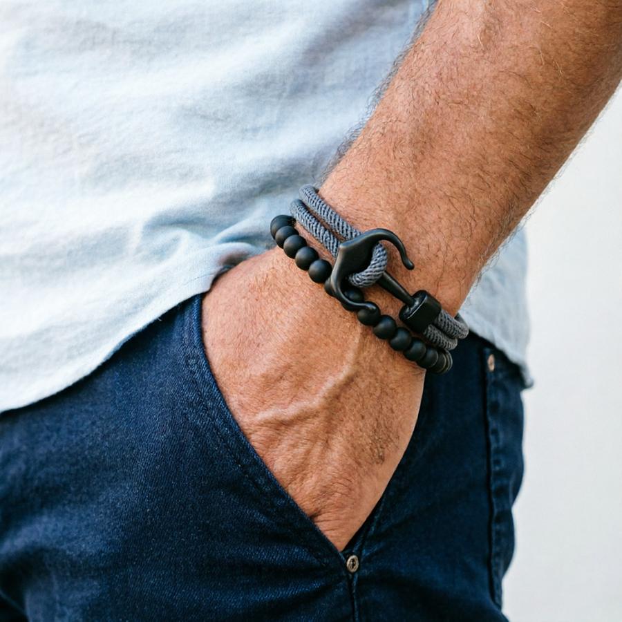 Noter Fashion 2Pcs Men Bracelet Set Premium Selected 4mm Cord Soft On Skin Colorfast 6 Colors Options Perfect Gift For Him Joias