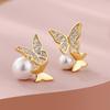 High-quality Butterfly Imitation Pearl-shaped Earrings, Classic Versatile, Personalized, Elegant, Minimalist, and Stylish Earrings
