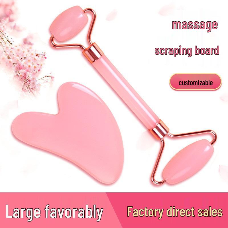 Rose Quartz Gua Sha & Double-Head Massager Set