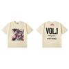 Premium Cotton Graphic Tee Streetwear Oversized Short Sleeve T-Shirt Men Loose Fit Letter Print Washed Vintage Style