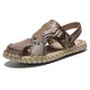 Large size sandals men's hand-sewn breathable casual beach shoes men's soft-soled crocodile pattern Roman sandals