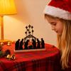 Christmas Table Decor Nativity Scene Desk Ornament Metal Christmas Decorations Indoor with Wooden Base for Holiday Counter