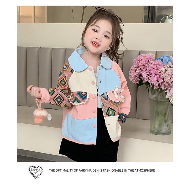 Mädchen Colorblock Jeansjacke - Trendige Frühling & Herbst Oberbekleidung für Kinder 2025