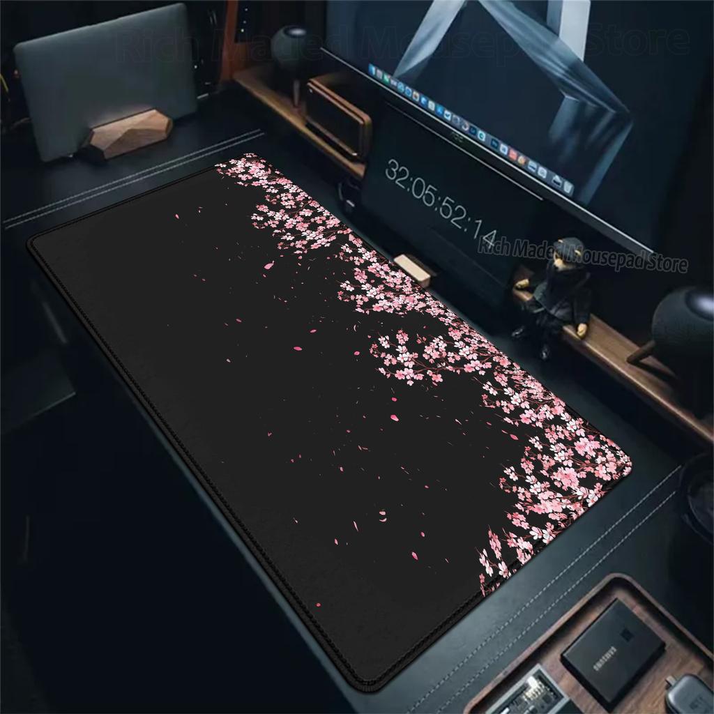 Mauspad Gaming Grüne Blume Gras Ästhetik Mauspads XXL Tastatur Erweiterte Fläche Sakura Teppich Großes Gummi-PC Anime Mauspad