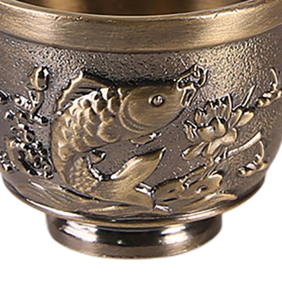 Yousheng Teacup Anti-slip Compact Size Zinc Alloy Aesthetic Relief Pattern Liquor Cup for Banquet